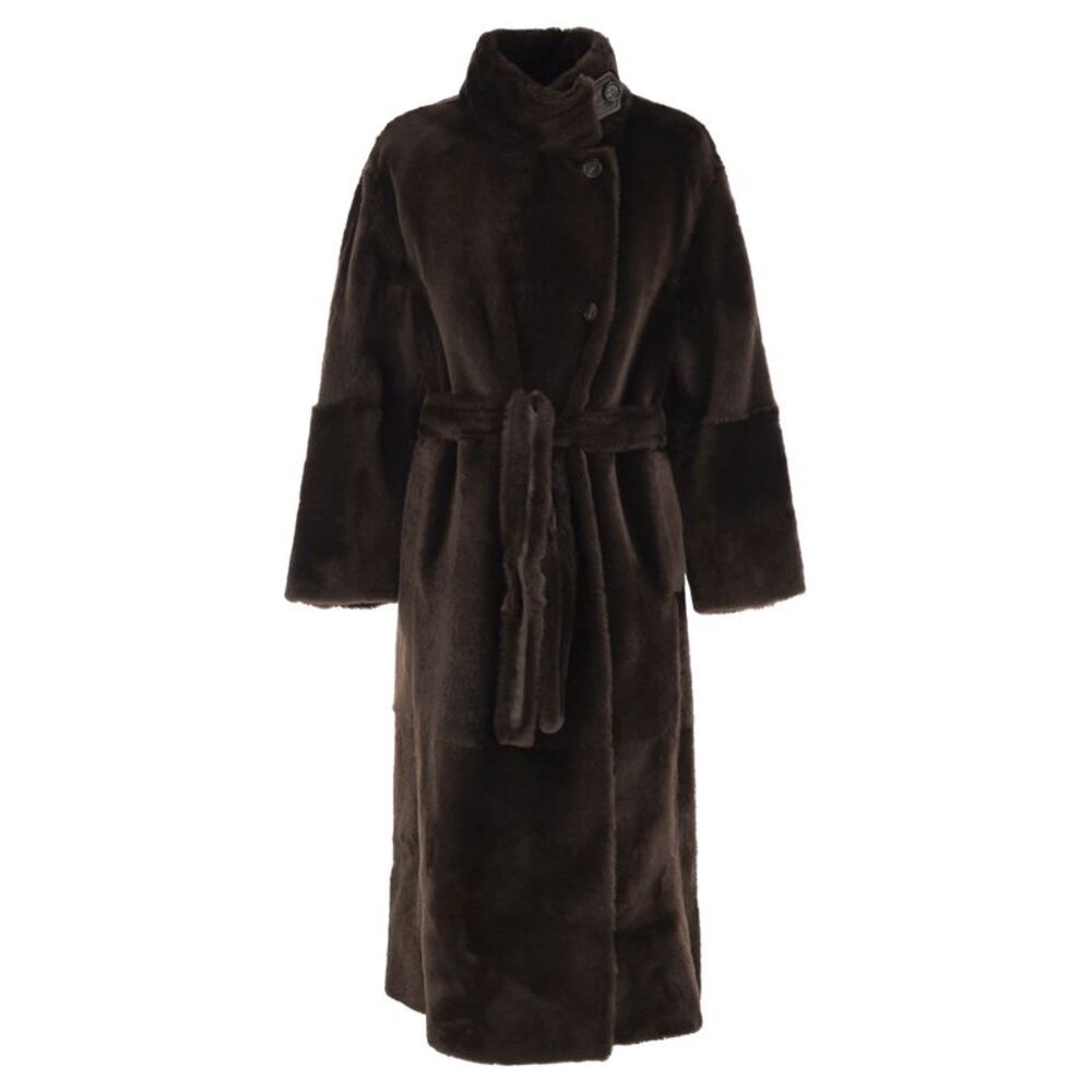 Brunello Cucinelli Women Long Shearling Coat With Belt